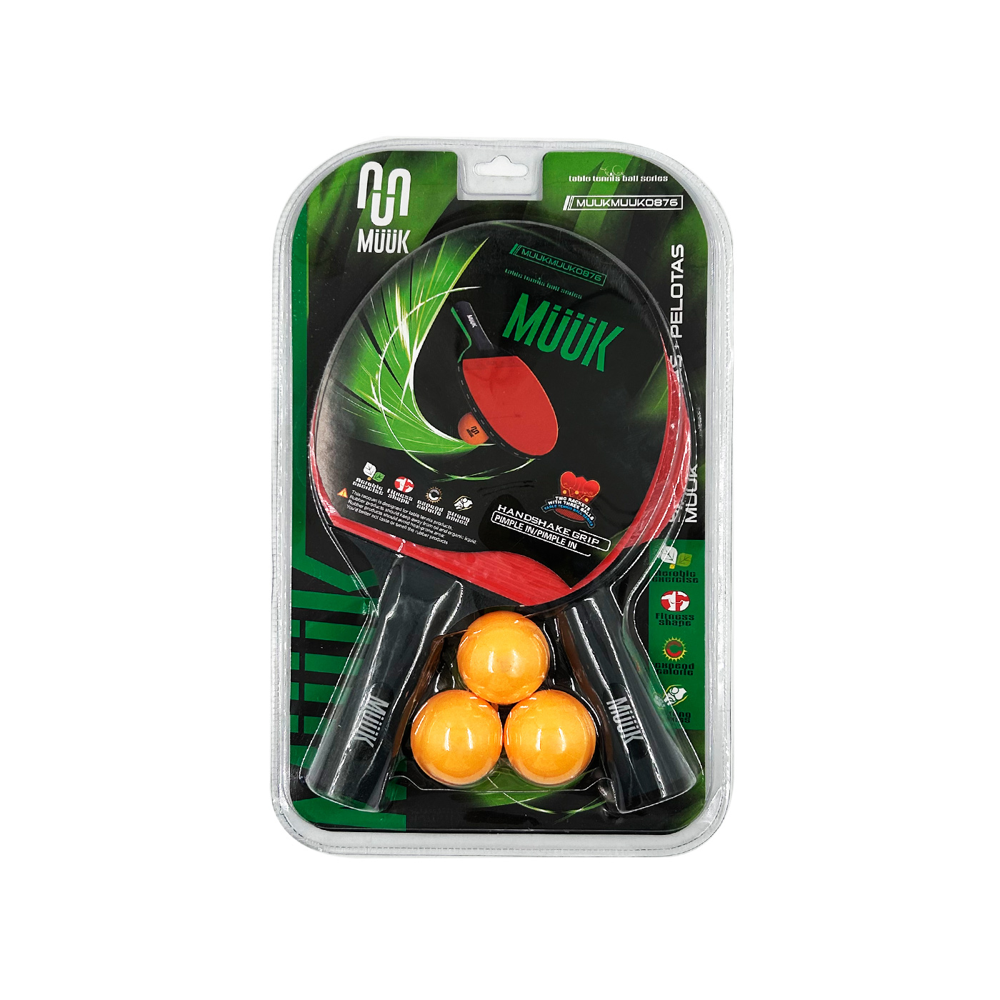 SET PALETAS DE PING PONG + PELOTAS MUUK